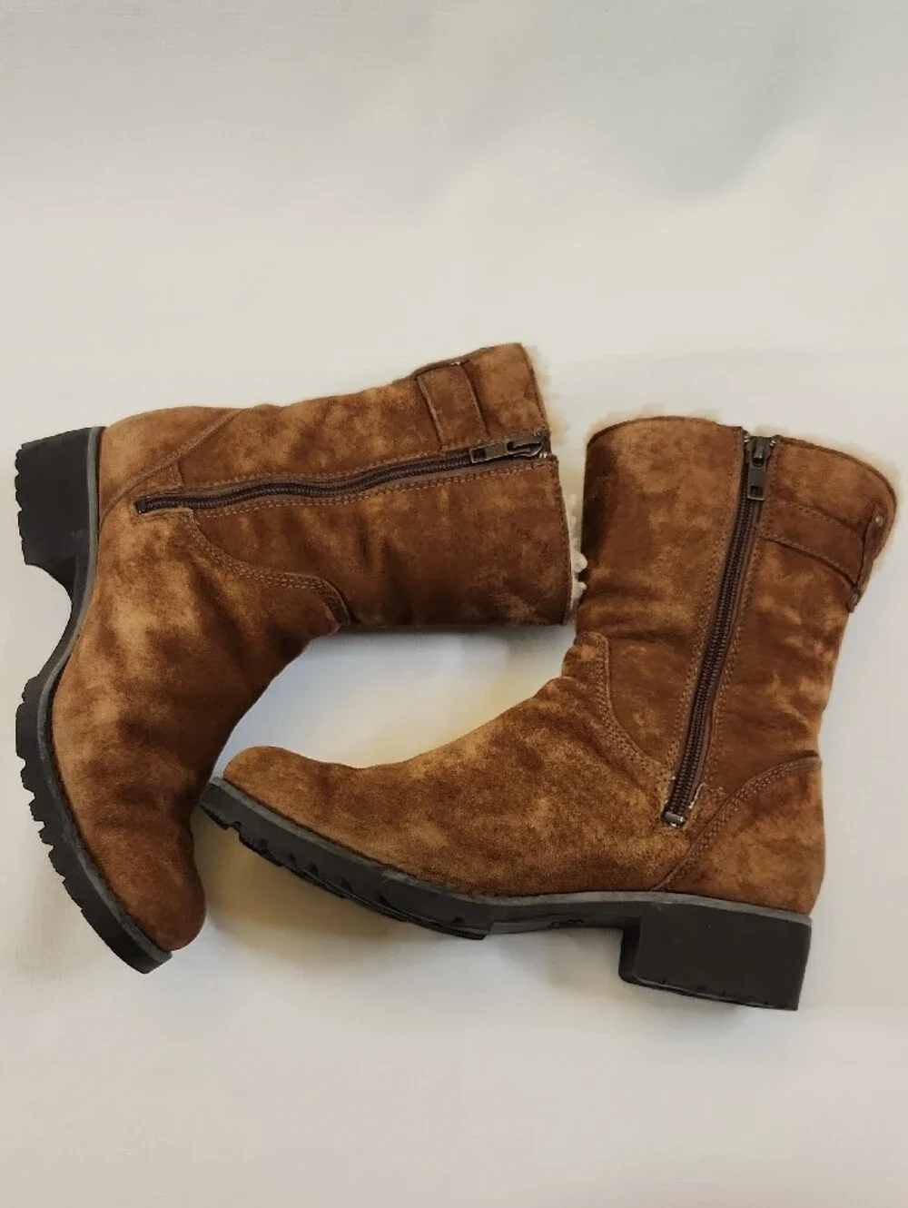 UGG Brown Suede Shearling-Lined Mid-Calf Boots